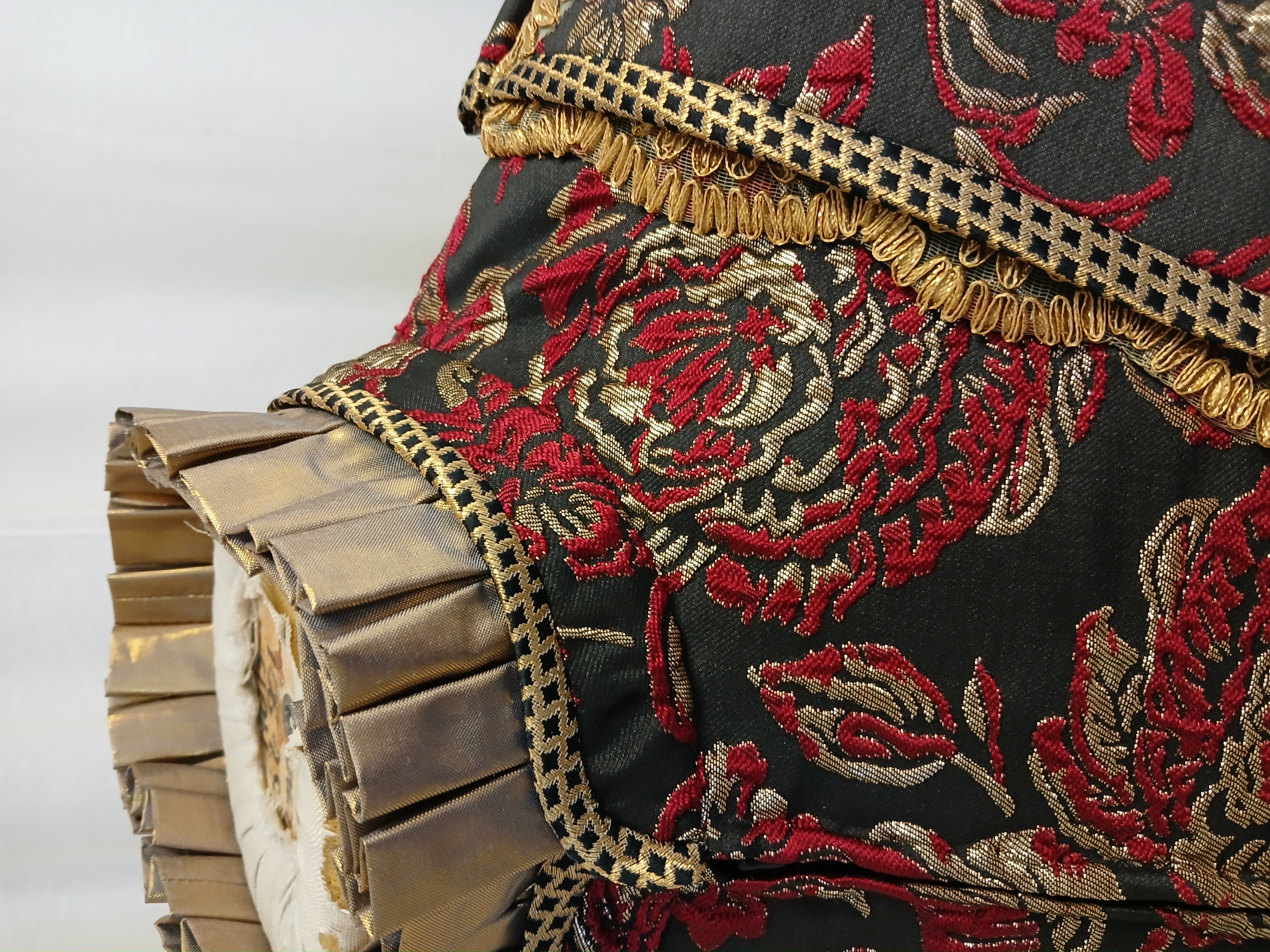 Close-up detail of the finished masquerade costume